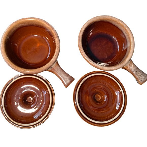 NWT VTG Stoneware D.H. Lisser Co. Glazed 2-Tone Lidded Casserole Soup Bowls 2 - Picture 3 of 6